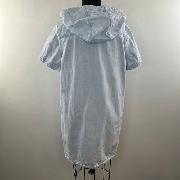 MARC BY MARC JACOBS Sunbleached Pale Indigo Cotton Short Sleeve Shirt Dress Sz M - Picture 8 of 10